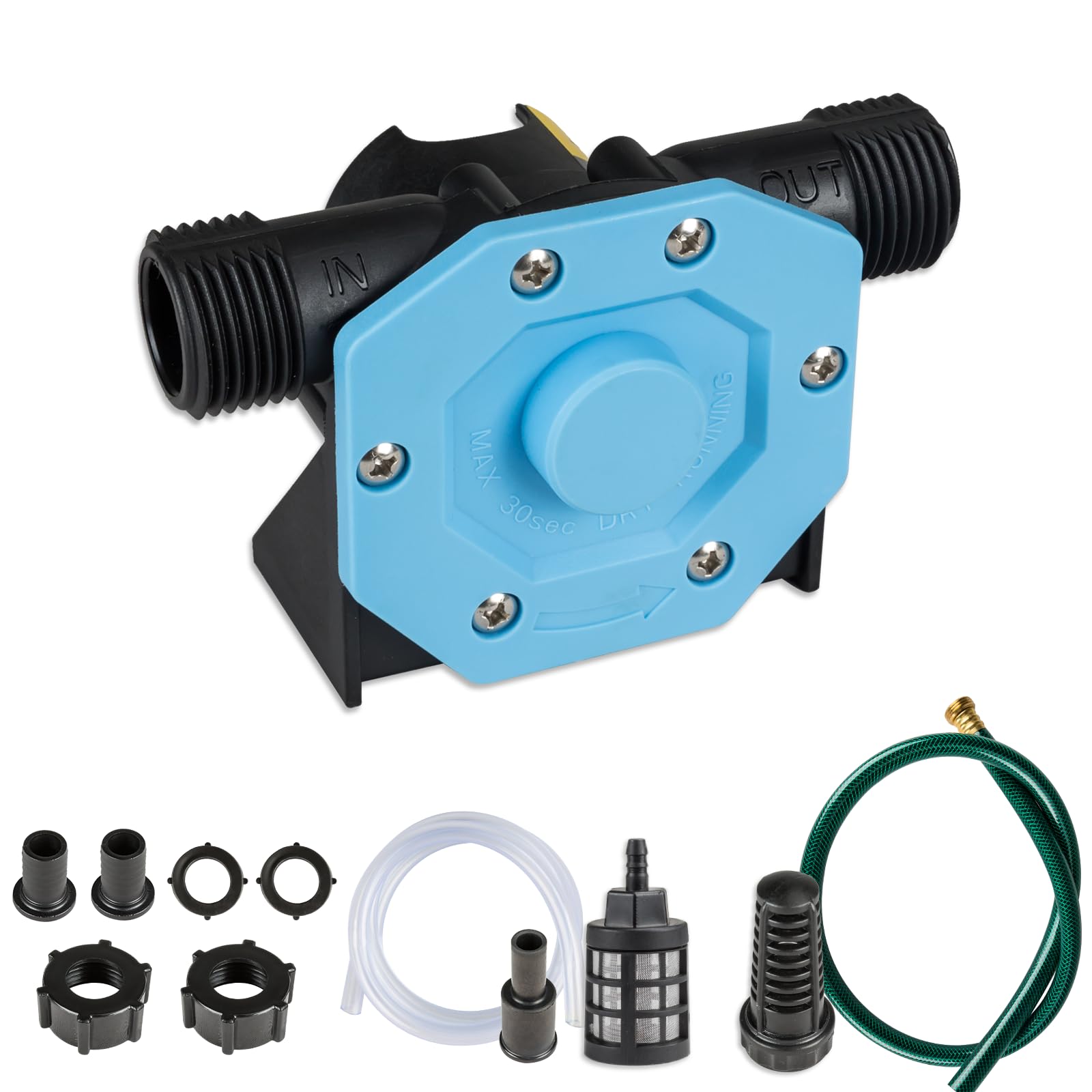 KITLUCK Hand Drill Pump, 750GPH Drill Powered Water Transfer Pump with Water Hose, Oil Tube and Adapter, Manual Water Pump for Drill, Small Self-Priming Electric Drill Pump for Water, Gasoline
