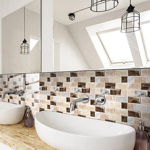 Miniatura 9 de Peel and Stick Tile Stickers Mosaic Wall Tile StickersDecorative Tile Stickers Peel and Stick Backsplash Fire Retardant Tile Sheet  for Kitchen and