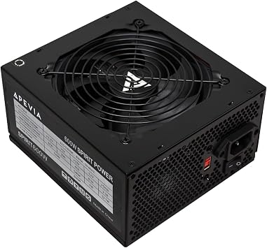 Apevia SPIRIT600W Spirit 600W ATX مزود طاقة مزود بمروحة 120 مم يتم التحكم فيها تلقائيًا ، 115 / 230V Switch ، جميع الحماية