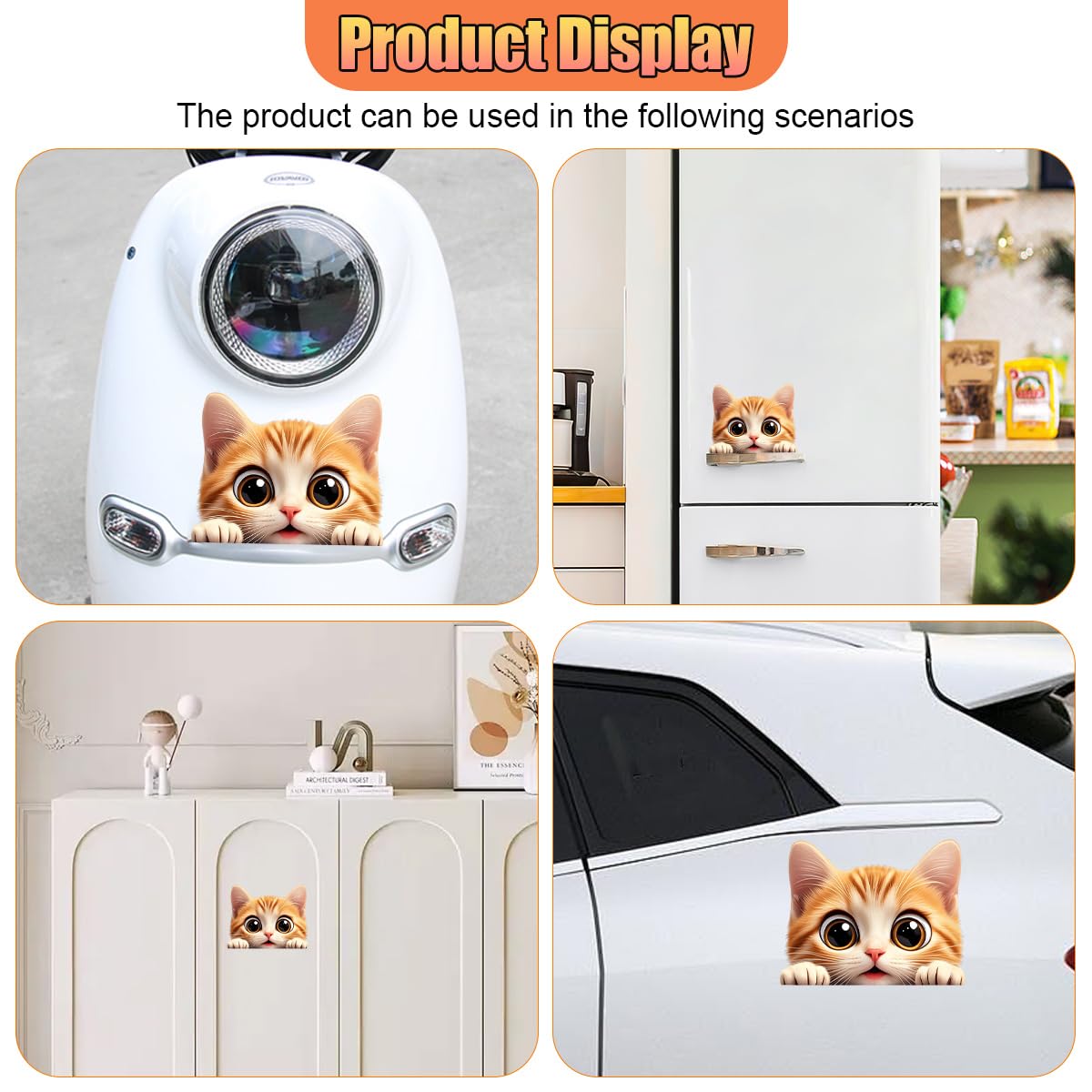 Cat Car Window Decal Funny Weatherproof Automotive Decals Accessories A Style — view 6