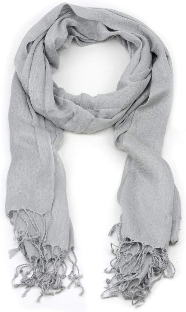 NYFASHION101 Women's Soft Lightweight Solid Color Scarf with Frayed Ends
