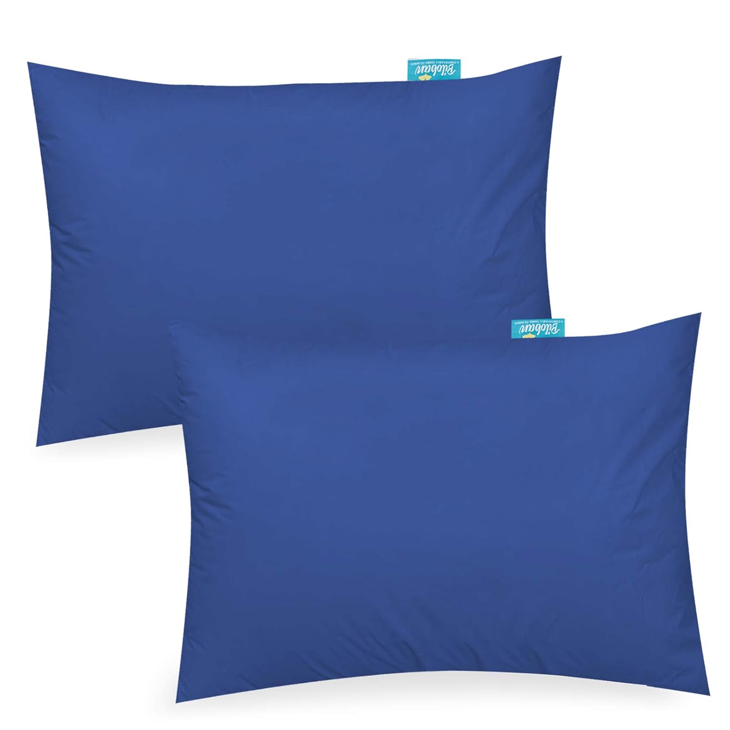 Natural Kid Toddler Pillowcase 2 Pack, 100% Natural Cotton Ultra Soft & Breathable Travel Pillowcase Fit 13" x 18" or 14" x 19" Small Baby Pillow for Boys and Girls, Navy Blue