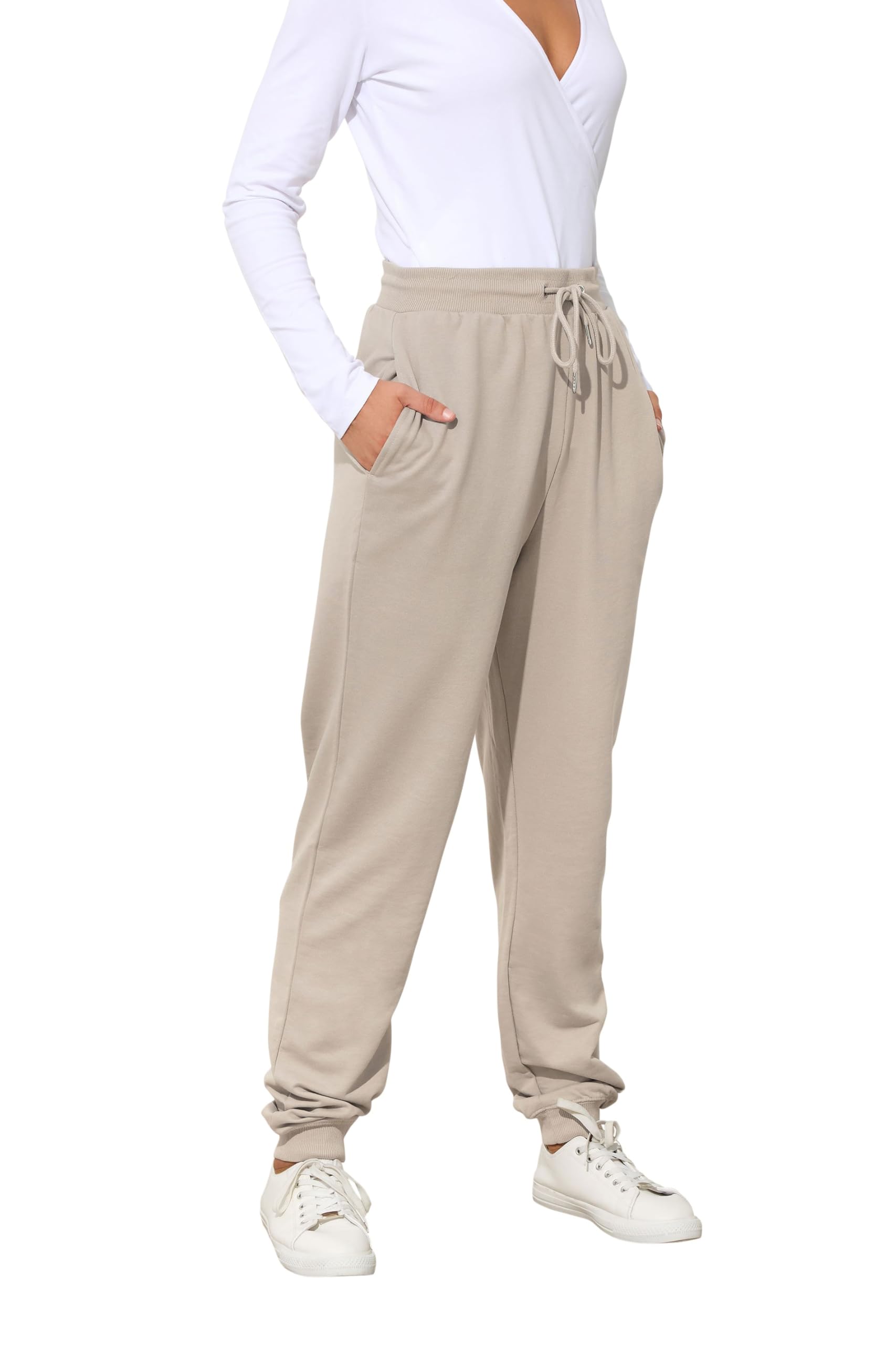 Long Tall Sally - LTS Tall Brown Cuffed Drawstring Joggers - Women's