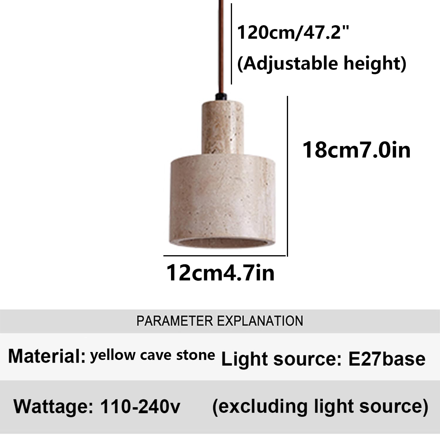 Nowa Lampa Wisząca W Stylu Chińskim Z Trawertynu, Podstawa E27