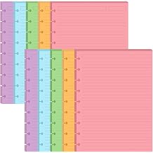 2-Pack 9-Disc Discbound 5 Colorful Line Paper Pre-punched Happy Planners Inserts, 200Sheets/400Pages Classic Size Line Loose-Leaf Paper, Per Color 40 Sheets, 7" x 9.25"