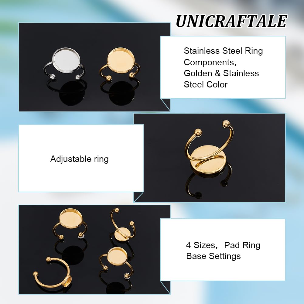UNICRAFTALE Base dell'anello del Vassoio Anelli del Polsino dell'Acciaio Inossidabile Vuoti