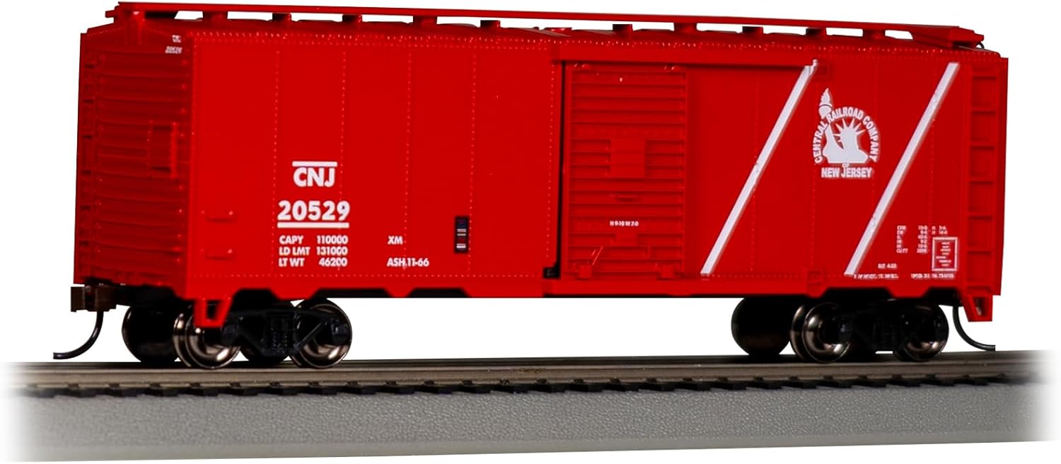Bachmann Trains - PS1 40' Box Car -Jersey Central #20529 (Coast Guard Red) - HO Scale