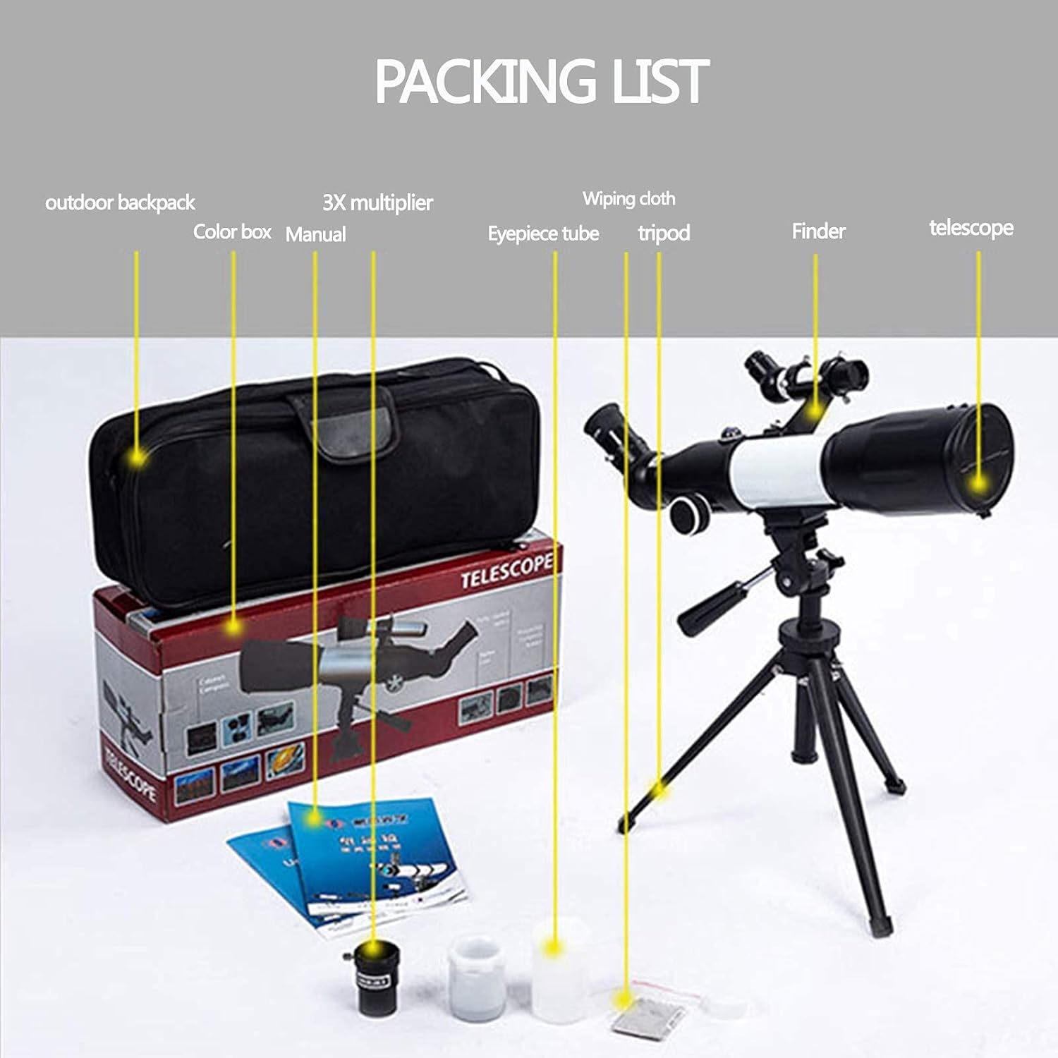 Professional Astronomical Telescope for Kids 350/50mm Super Clear Telescope Portable Refractor Telescope with Lightweight Tripod for Astronomy Beginners for Educational Science