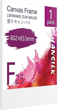 HANSILK Canvas, Stretched Canvas F25, 31.6 x 25.7 inches 802 x 653 mm, 1 Piece, Canvas Painting, Art Supplies, Medium Texture, Synthetic Cotton, Art Decoration, Gallery Use, Suitable for Oil and