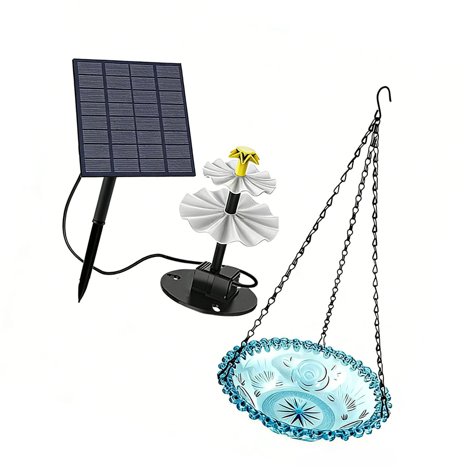 Powered Water Feature for Birds Having Adjustable Nozzles and Strong Basin for Outdoor Decoration Wildlife Garden Fountain