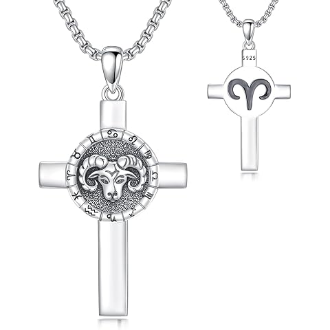 SIMONLY Zodiac Sign Necklace 925 Sterling Silver Cross Pendant 12 Constellation Necklace Astrology Jewelry Birthday Gifts for Men Women