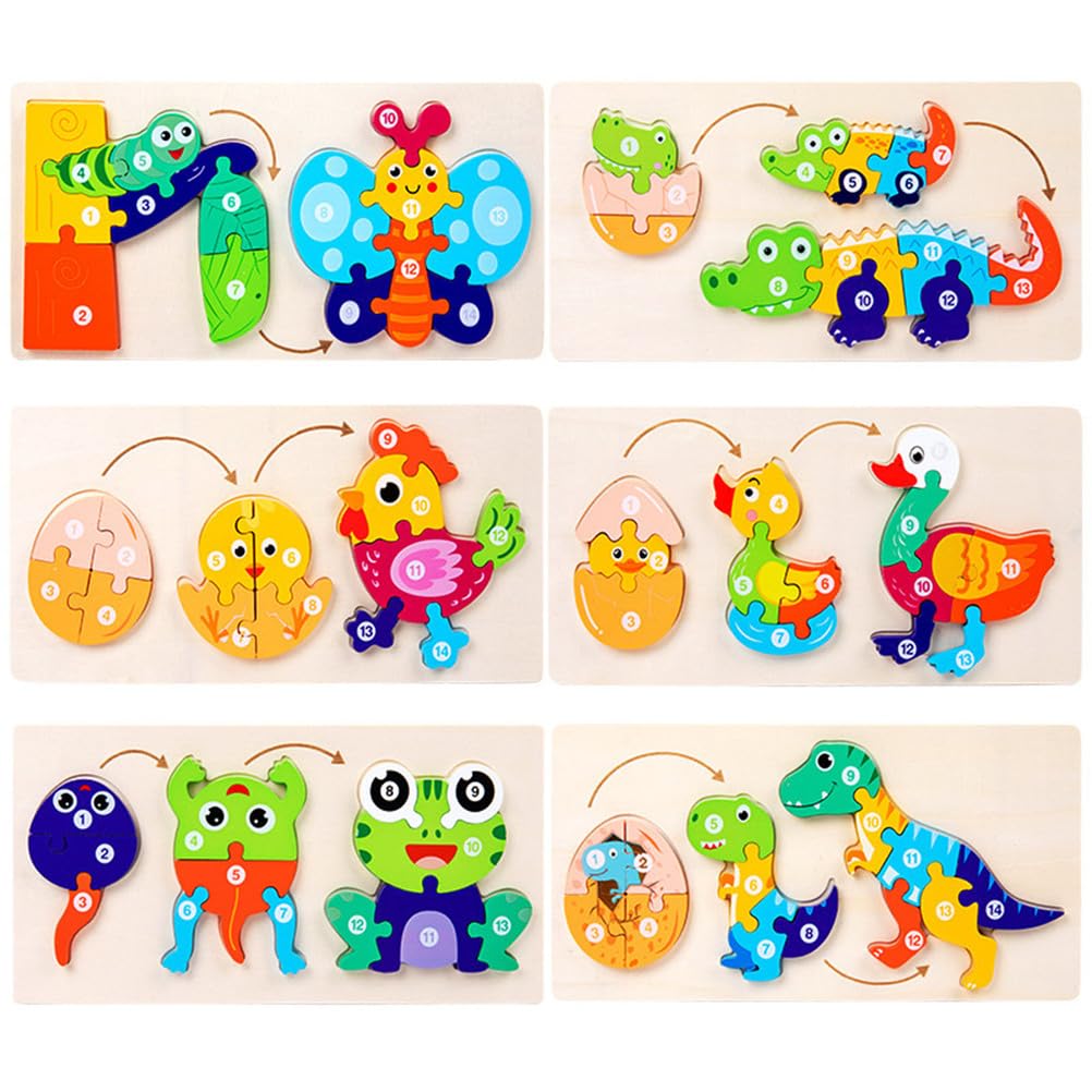Puzzle del Ciclo di Vita degli Animali in Legno, Gioco di Sviluppo Montessori per Bambini Piccoli