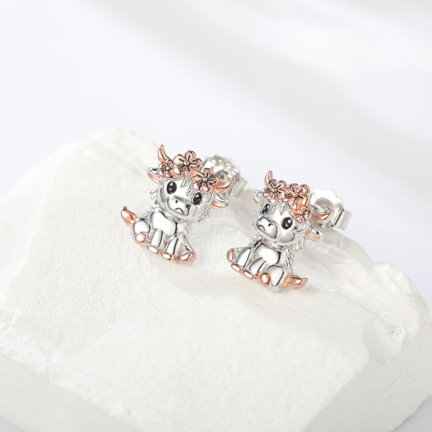 Highland Cow Earrings Stud 925 Sterling Silver Hypoallergenic Jewelry Gifts for Women - Image 2