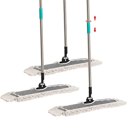3 Pieces Floor Dry Dust Mop Cotton Commercial Floor Sweeper Residential Flip Mop Replacement Washable Mops for Floor Industrial Dust Mop for Hardwood Marble Tile Floor Mopping, 23.6 x 53 Inch