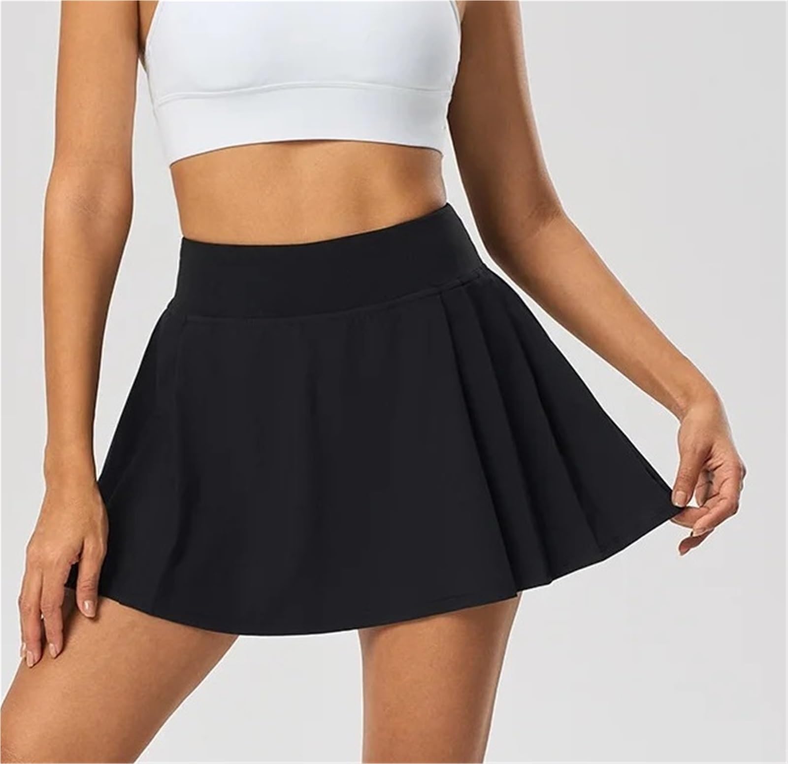 Jupe de Tennis Jupe de Tennis plissée for extérieur, Faux Pantalon de Yoga en Deux pièces, Jupes de Sport for Femmes pour Golf Course Cyclisme(White,L)