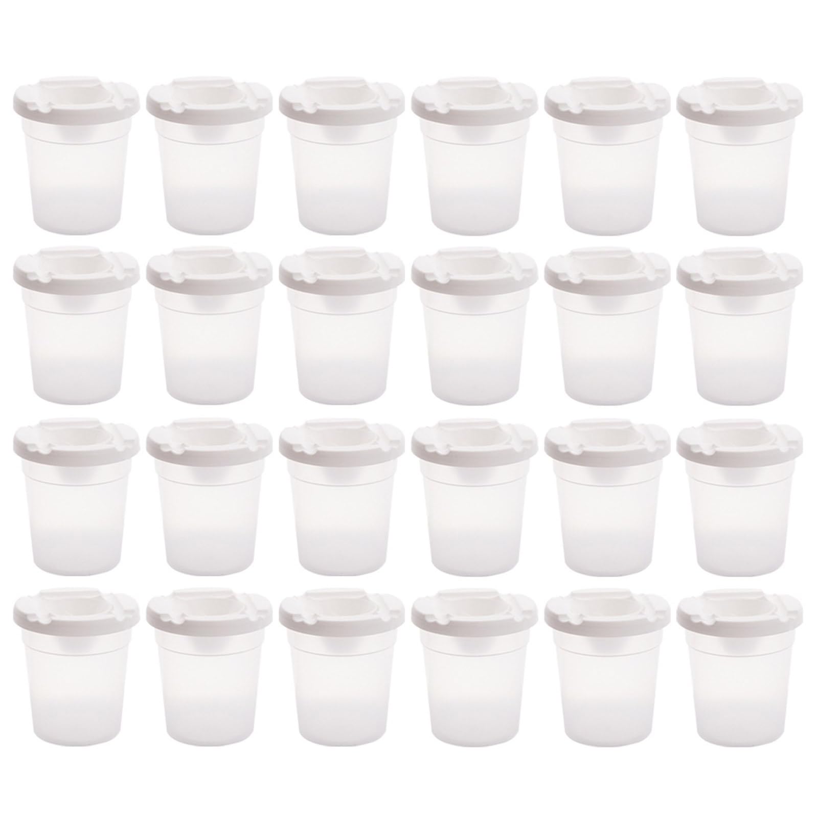 Lot de 12/24 gobelets de nettoyage multi-usages avec couvercle en plastique pour le nettoyage des pinceaux aquarelles acryliques