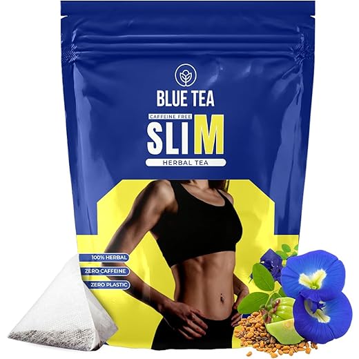 BLUE TEA - Slimming Tea - 30 Tea Bags - Plant Based | Get Slimmer Tummy | Weight Management - Caffeine Free - Zero Sugar - Non-Bitter | For Men And Women | Ziplock Pack