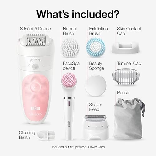 Miniatura 2 de Braun Depiladora SE5-895, dispositivo de depilación, depiladora para mujeres, incluye afeitadora y cepillo exfoliante de limpieza facial,