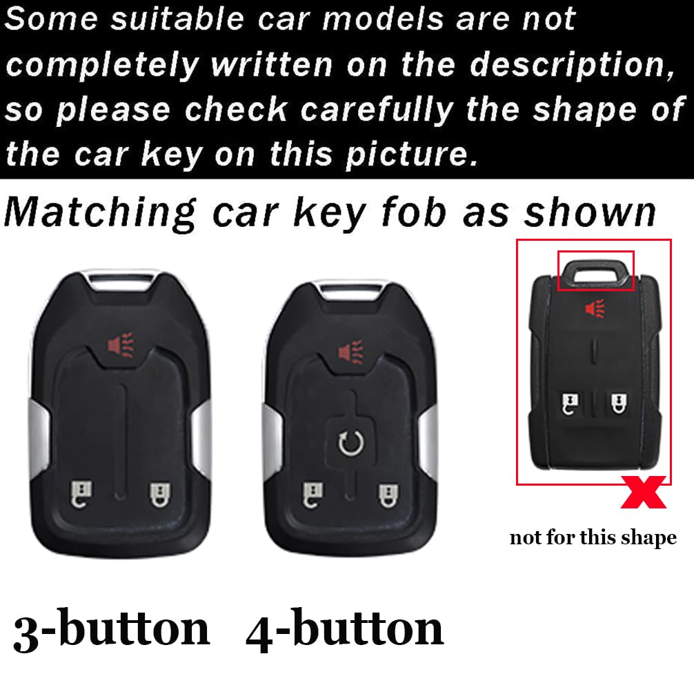 Silverado Yukon Tahoe Key Protector Ontto Car Key Case With Keychain Metal And PU Leather Key Holder Fit For Chevrolet Silverado Fit For GMC Sierra 1500 2500HD 3500HD Terrain Acadia Yukon Key