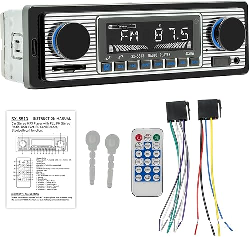 Radio clásica de coche DIN simple de 7 pulgadas, estéreo de coche Bluetooth, radio FM, receptor de audio para automóvil, control de voz, llamadas