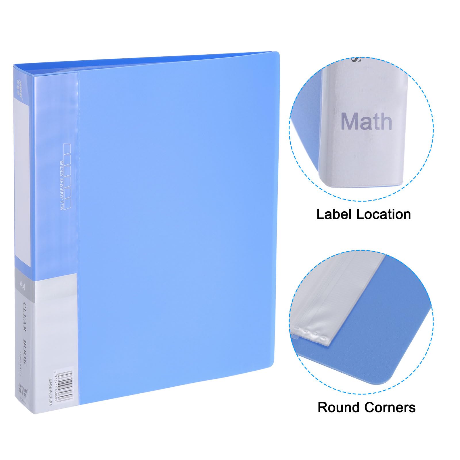PATIKIL Classeur de Portfolio au Format A4, 40 Pages avec Pochettes en Plastique Transparent pour dossiers et Œuvres d'Art, Couleur Bleu Foncé