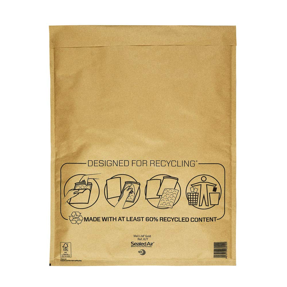 MAIL LITE GOLD BUBBLE MAILER K7 350MMX470MM BX50 167155