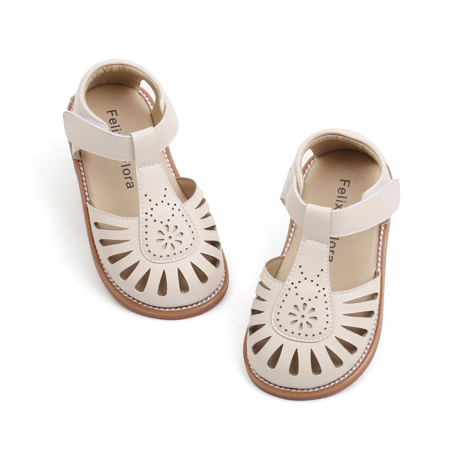 Felix & Flora Toddler Girls Sandals Soft Rubber Princess Flat Shoes Summer Flower Girl Shoes