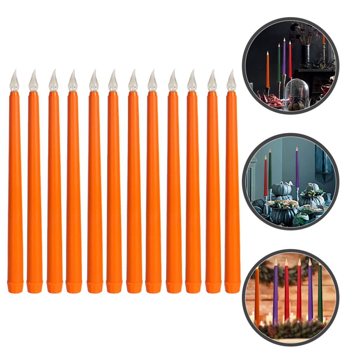 12 Pièces Bougies Effleurant Bougies Actionnées Lumières De Batterie De Noël Led Fête Sans Cône D'Église Pour Décor Bougie Anniversaire Sans Flamme Mariage Électrique Orange