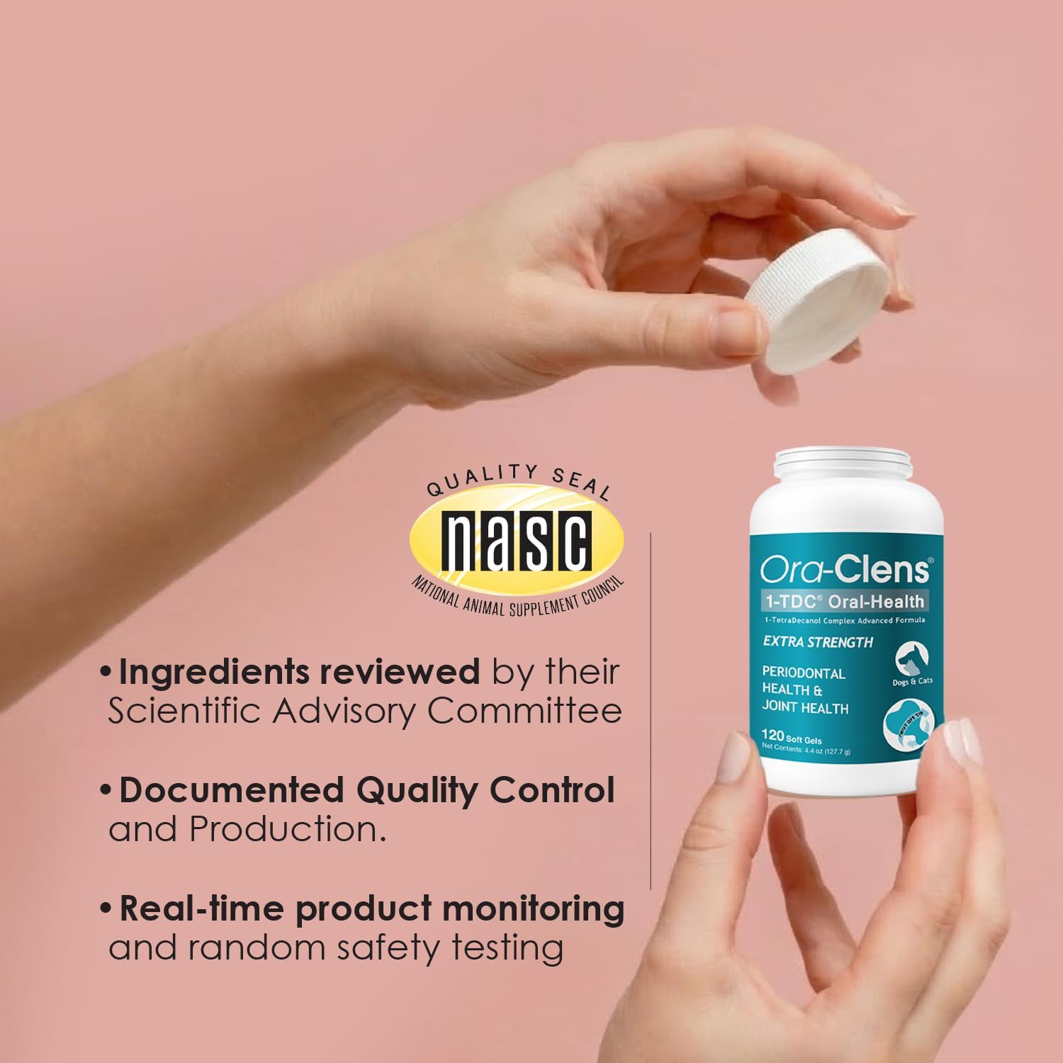 1-TDC Periodontal Supplement ES for Dog & Cat, Supports Oral, Hip & Joint Health, Muscle & Stamina Recovery, Skin & Coat Health, 120 Capsules