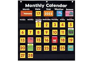 Monthly Calendar Pocket Chart Classroom, Monthly & Weather Pocket Chart, Black