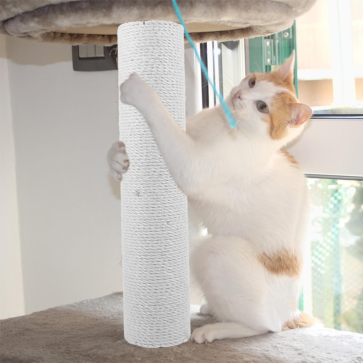 SEWACC Paquete de 2 Postes Rascadores para Gatos de Cuerda de Yute Verde, Accesorio Recto de Repuesto para Rascador Proceso Delicado y Diseño Atractivo