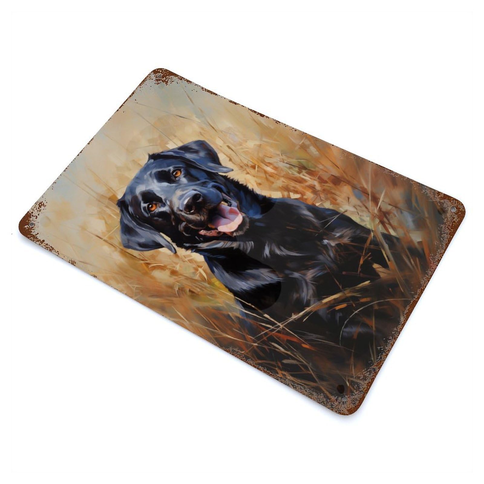 Black Labrador Retrieve Vintage Rust Metal Sign 11.8"x7.9", Farmhouse Wall Decor for Garage, Pub Or Kitchen