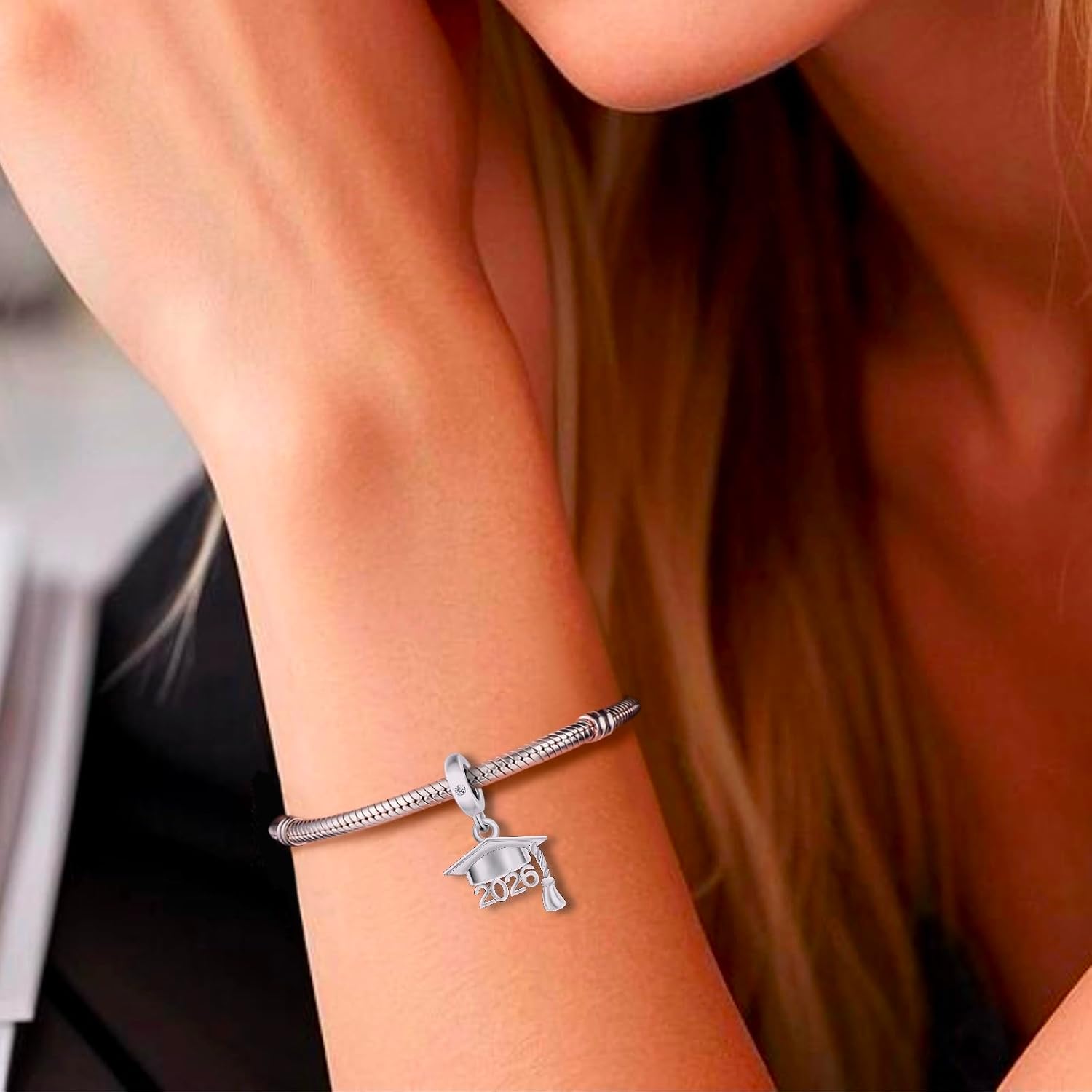 S925 Sterling Silver 2026 Graduation Charms, Graduation Cap Book Charm Suitable for Pandora Bracelet Jewelry for Making Girlfriends College