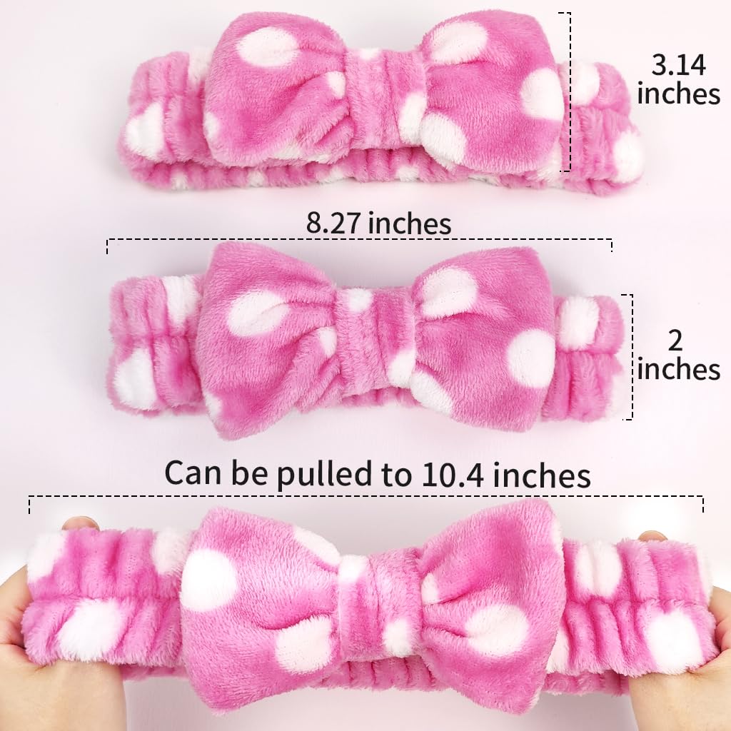 8 Pcs Makeup Headband, Soft Flannel Spa Headbands for Women with Bow, Cute Skincare & Face Wash Headband for Girls, Facial Accessories for Daily Beauty Routine & Self Care - Image 5
