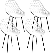 JIJIAN Chaise Salle a Manger Lot de 4,Chaise de Cuisine avec Pieds en Métal,Chaise scandinave,Design Creux Sculpté avec Dossier,Confortable chaises de Salle à Manger,Chaise Salon