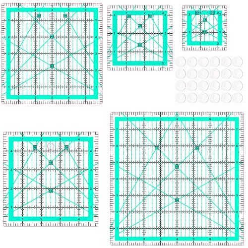 Zernblend 5 Stück Quilt Lineal, Geodreieck Groß, Patchwork Lineal, Nählineal (2,5/3,5/5/6/8 Zoll)