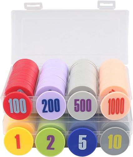 Vista 57 de Juego de 100 fichas de póquer – Monedas circulares de plástico de 1.58 pulgadas para juegos y contar, 0.16 oz cada una, accesorios perfectos