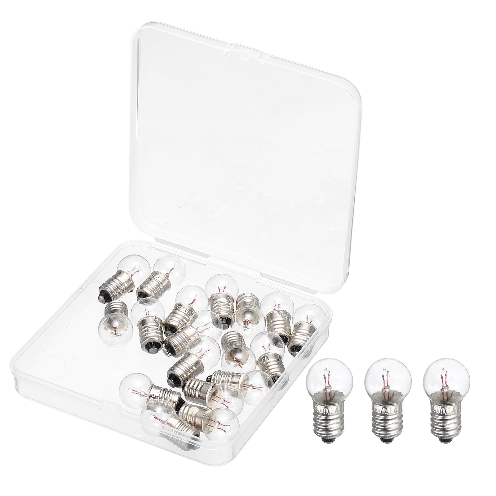 sourcing map 18 Pcs E10 Miniature Screw Base Light Bulbs, 4.8V 0.5A Mini Light Bulbs Flashlight Replacement Lamp 2.4W with Box for Home DIY Circuit Electrical Experiment, Warm Yellow Light โ image 1