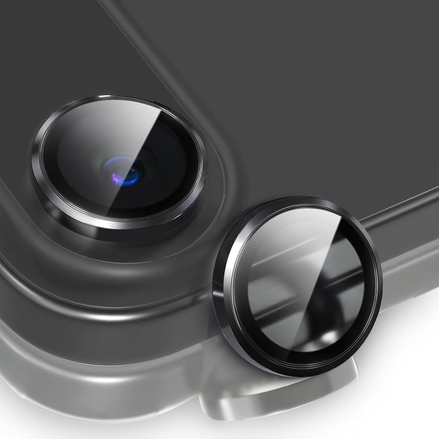 2 Pack Camera Lens Protector for iPhone 17 Air,9H Tempered Glass Scratch Resistant Metal Ring Camera Cover,Case Friendly Individual Camera Screen Protector iPhone 17Air Accessories,Black