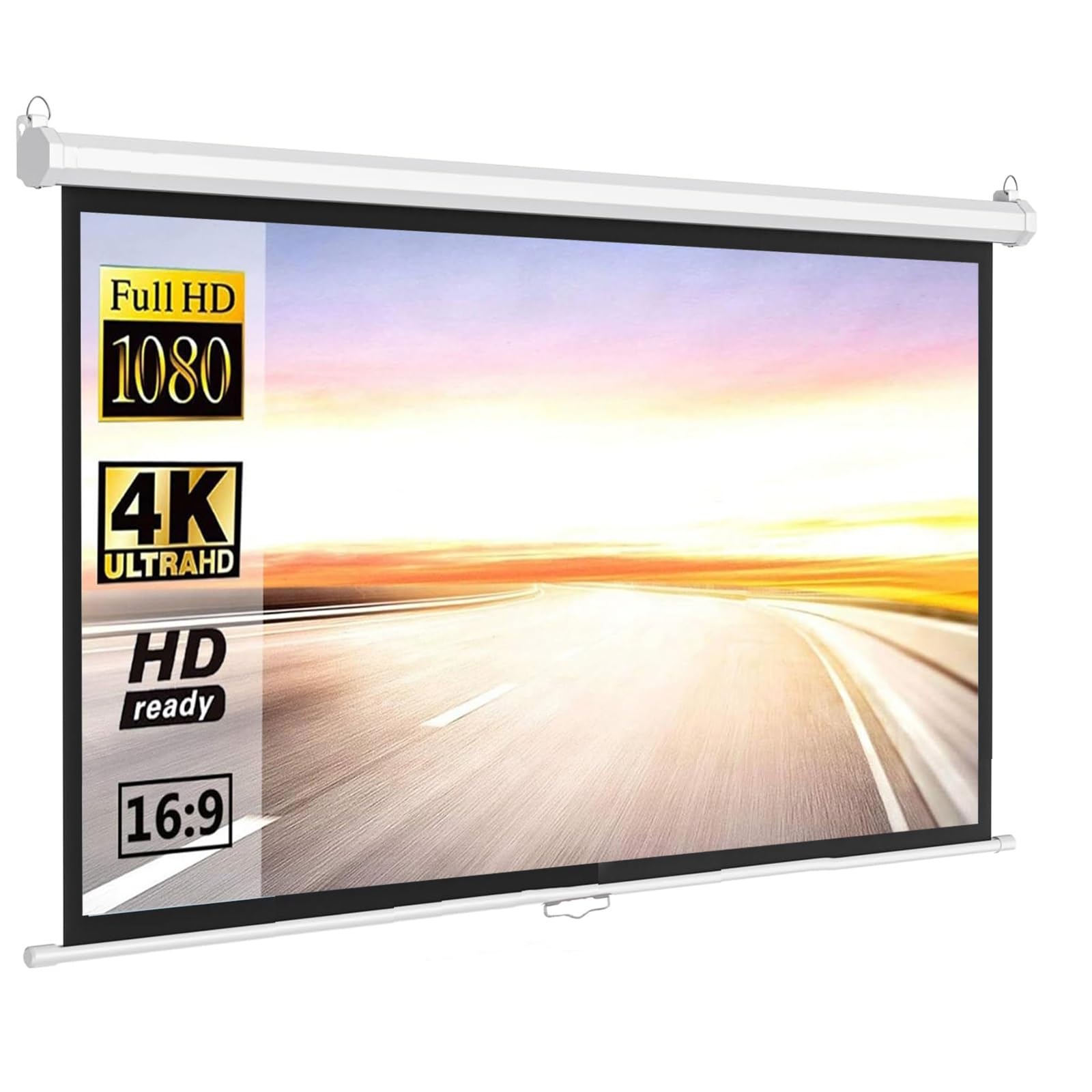 Pantalla De Proyeccion Enrollable 60/72 Pulgadas Portatil De Cine En Casa Interior Y Exterior Cine En Casa Patio Pantalla, Formato 16:9, 4:3(72inch(16:9))