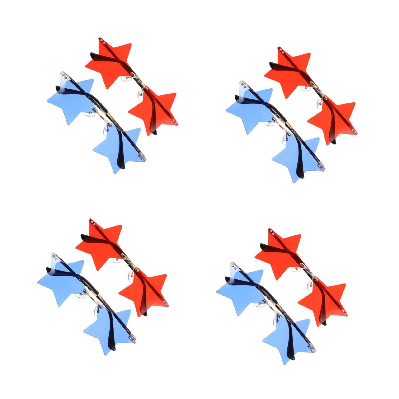 SHERCHPRY Juego De 4 Gafas Sin Montura Con Forma De Estrella Estilo Patriótico Para El Día De La Independencia 2 Unidades X 4