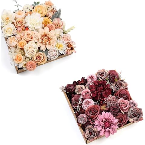 Serra Flora Artificial Flower Combination Silk Mixed Artificial Flower Rose DIY Wedding Bouquet Center Piece Decoration Party Bride Baby Shower Home Decoration Cover