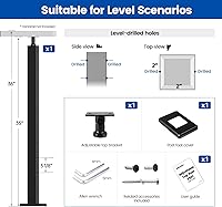 Vista 2 de Muzata Pasamanos de cable de acero inoxidable cuadrado postes con soporte extraíble para madera hormigón nivel cubierta escalera kit de ajuste