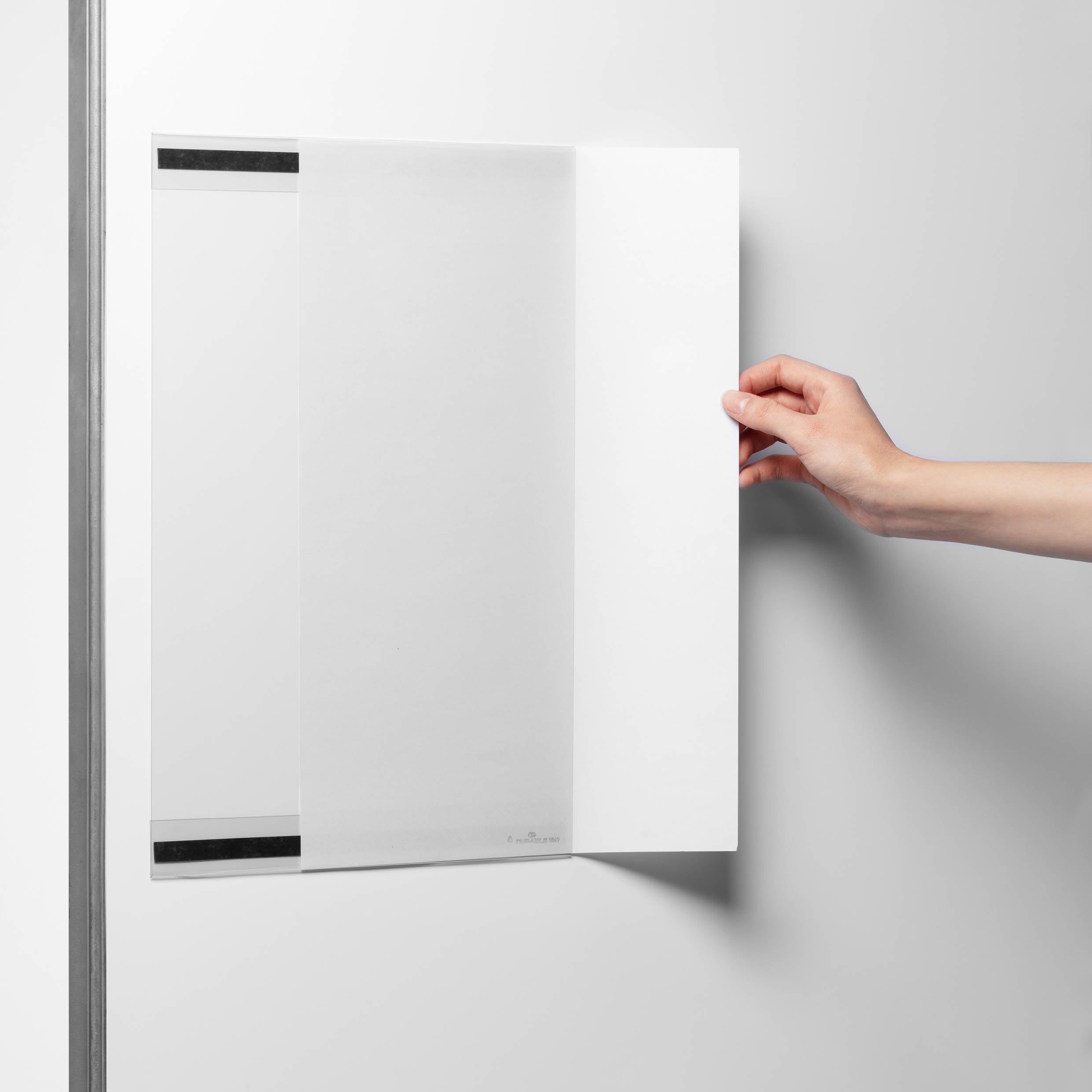 Durable Info Holder rPET A3 Magnetic - Made of Recycled PET - Transparent - Easy to Install via Magnetic Attachment - Pack of 5
