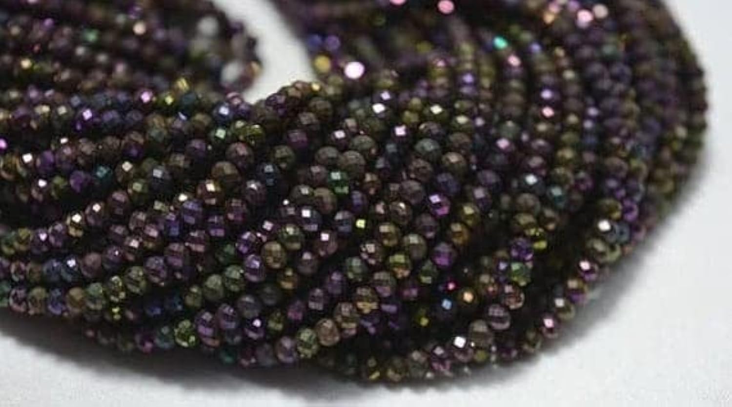 Perles pyrite violette de 3mm lot de 5 fils pour fabrication bijoux diy
