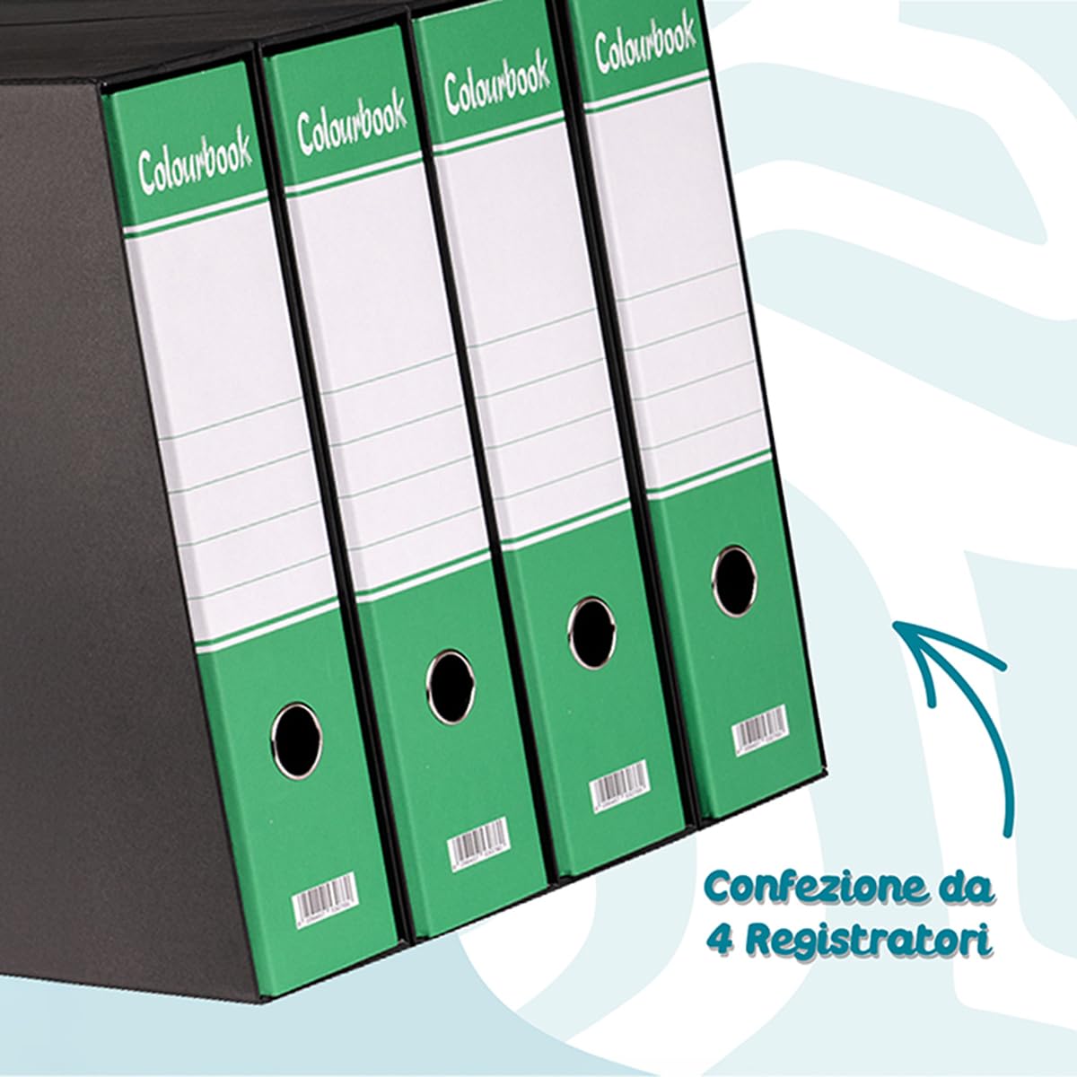 Colourbook Set 10 Registratori Verde A Leva In Formato Protocollo Per Archiviazione Professionale Ufficio E Studio, Dorso 8 cm Con Custodia, Meccanismo Leva Metallo Resistente, Alta Capacita
