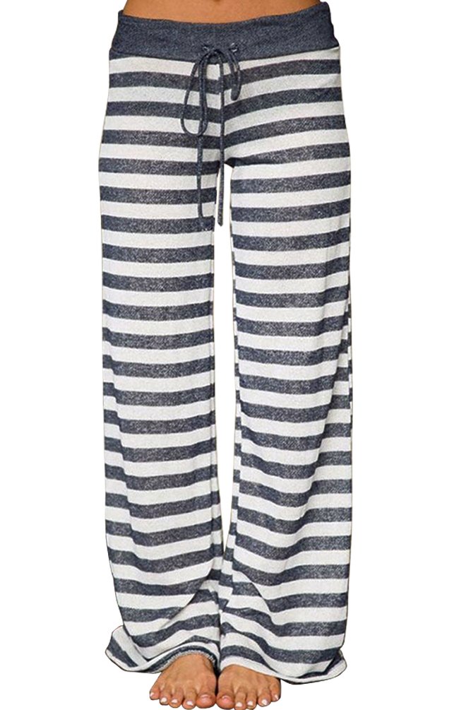 AMiERY Women's Comfy Casual Pajama Pants Floral Print Drawstring Palazzo Lounge Pants Wide Leg