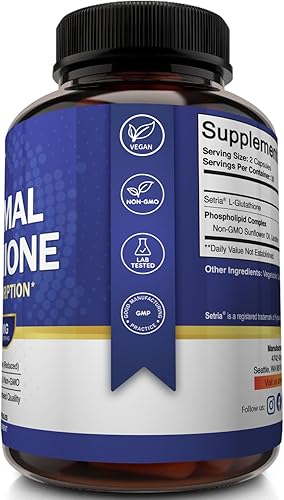 Miniatura 5 de NutriFlair Glutatión liposomal Setria® 700 mg - Pure reductasa, estable, activa forma L glutatión reductasa (GSH), absorción mejorada, antioxidante