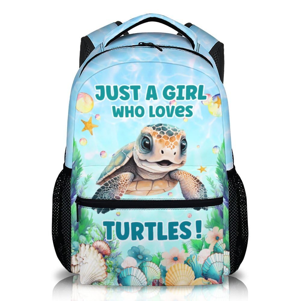 Sharecolor Kids Backpack for School, Cute Turtle Backpacks for Girls & Boys, Cartoon Sea Turtles Large Capacity Bookbag for Preschool, Green