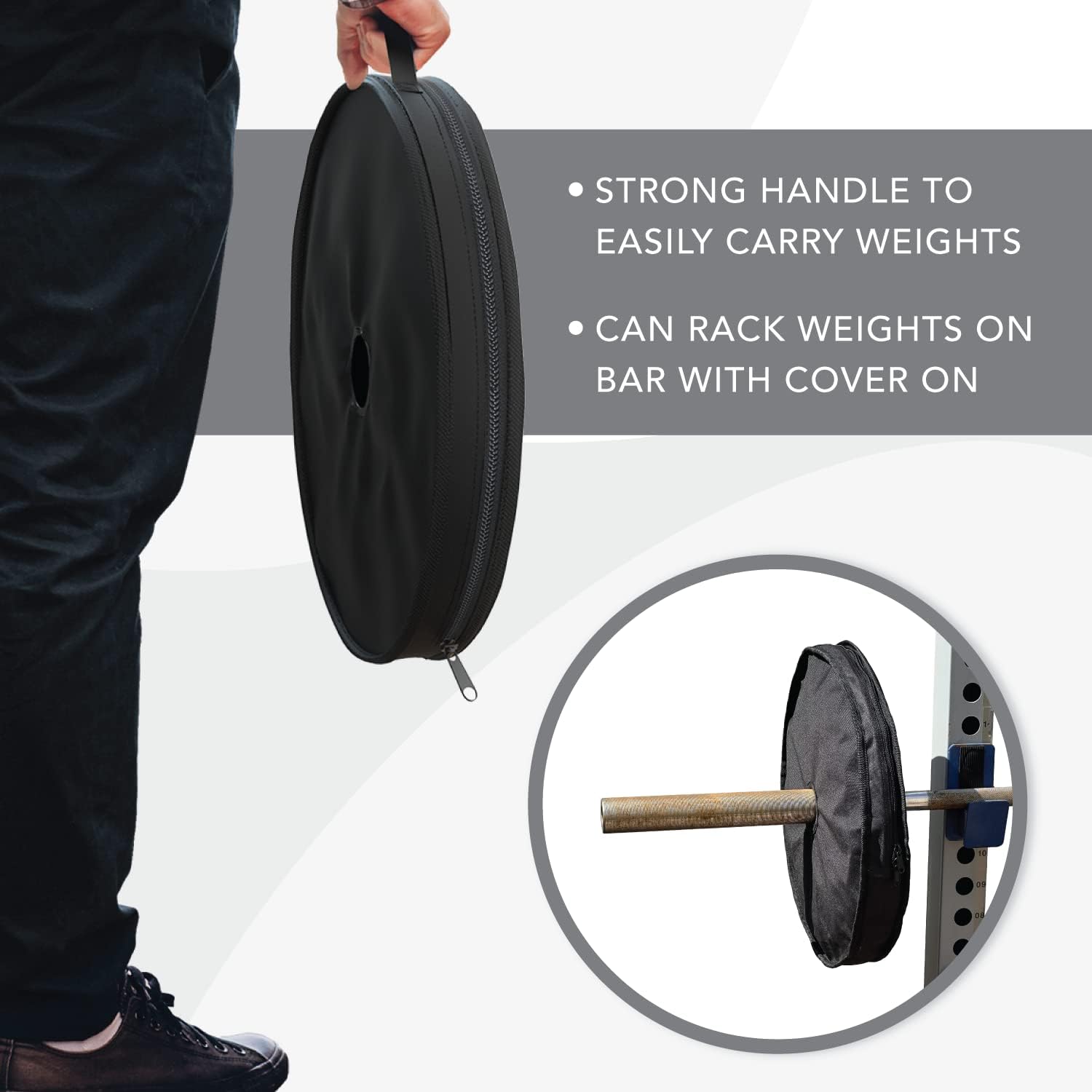 Olympic Weight Plate Cover - Made For 45lbs Diameter But Also Fits 25lbs, 35lbs Weights - Protects Cast Iron Weights From Damage & Rust - Heavy Duty Oxford Material Waterproof Gym Weight Cover